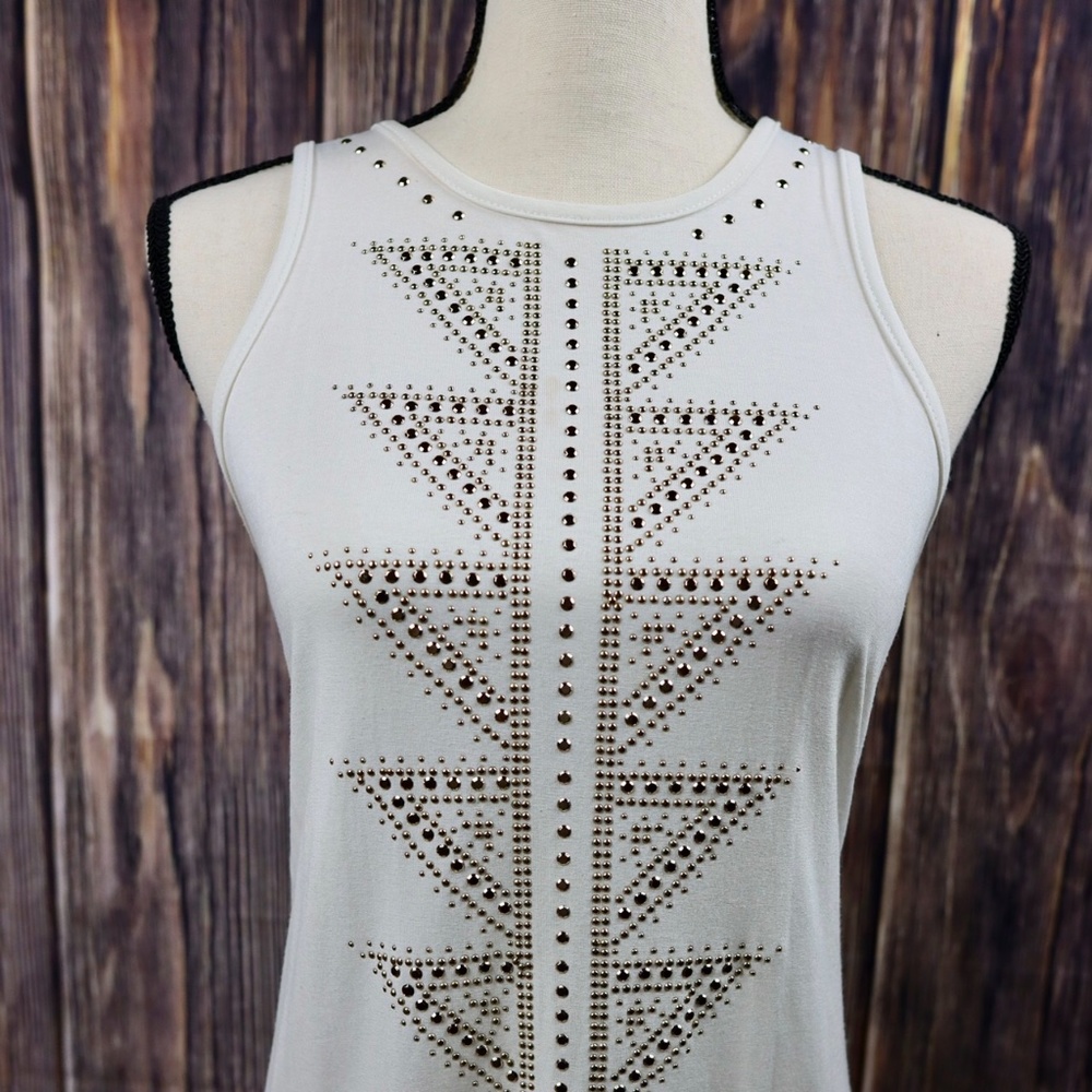 Charlotte Russe white racer back gold-studded tank